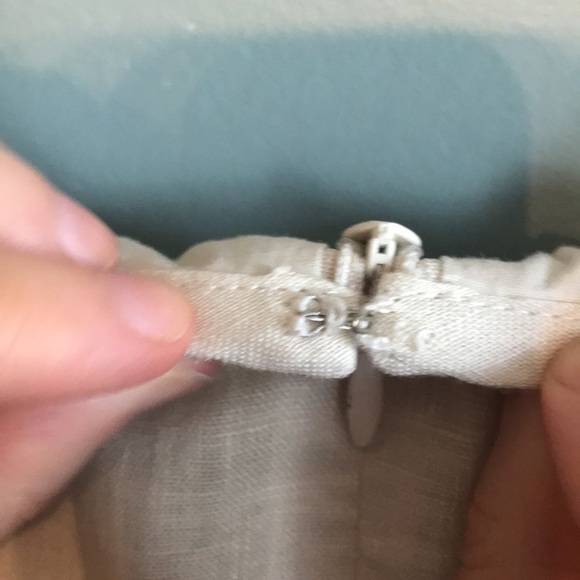 Talbots beige linen tiered raw hem textured beachy sheath dress. Spring Easter - Picture 4 of 8